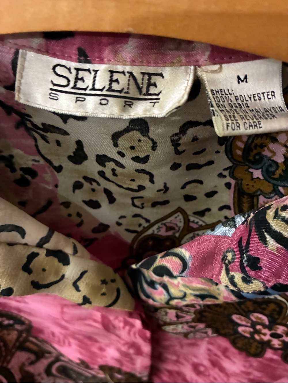 Vintage Selene Sport Mixed Print Blouse - Pink Paisley & Leopard - Size Medium - Picture 5 of 5